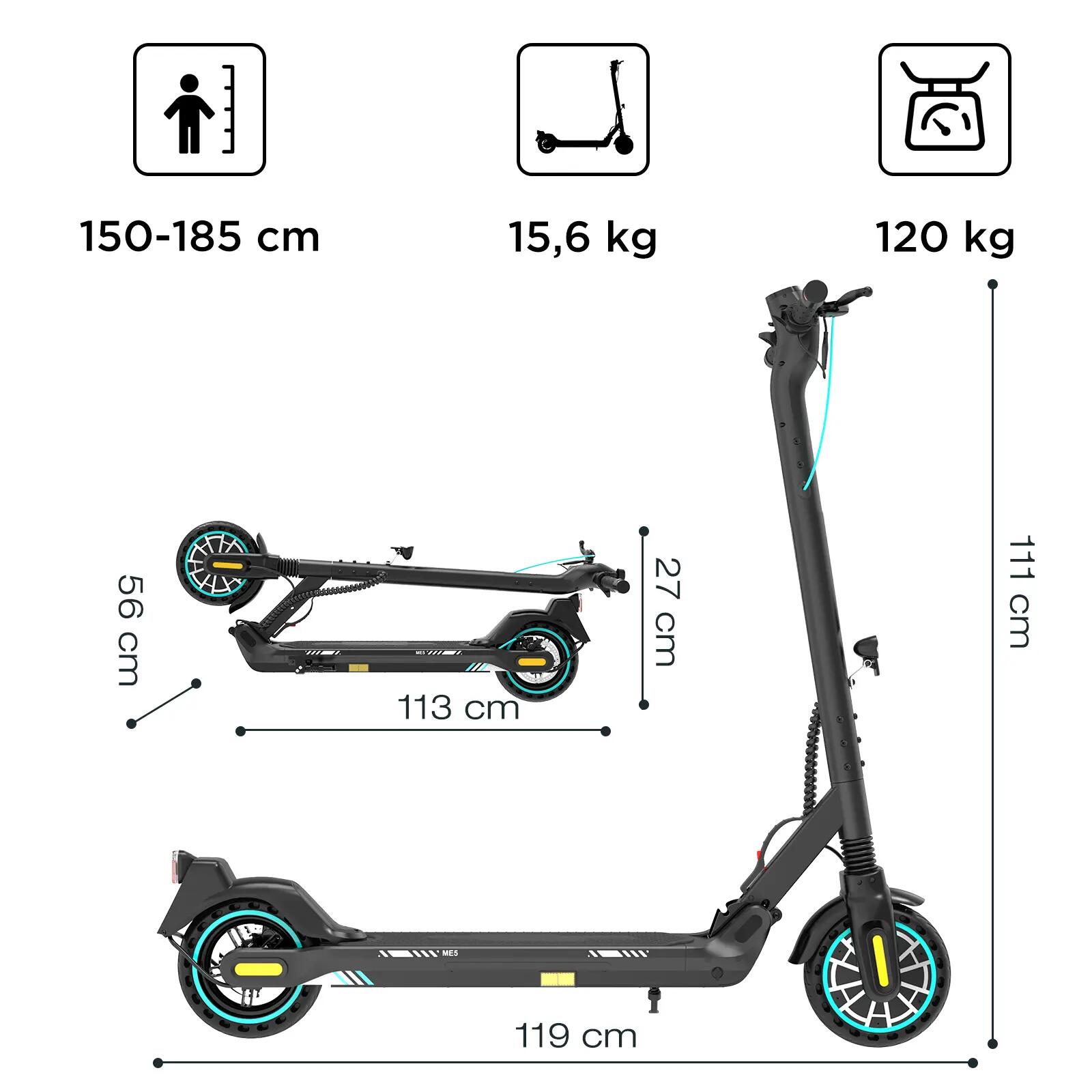 Monopattino Elettrico E-Scooter 8,5" Pieghevole Urbano ME5 2/6