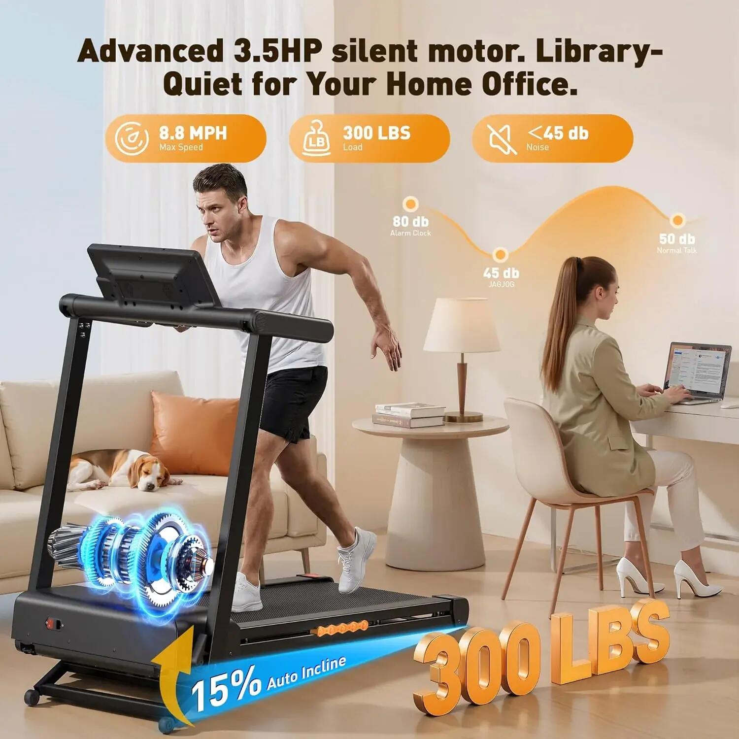 Tapis de course pliable JT60 pour la maison, inclinaison automatique à 15 % 6/7