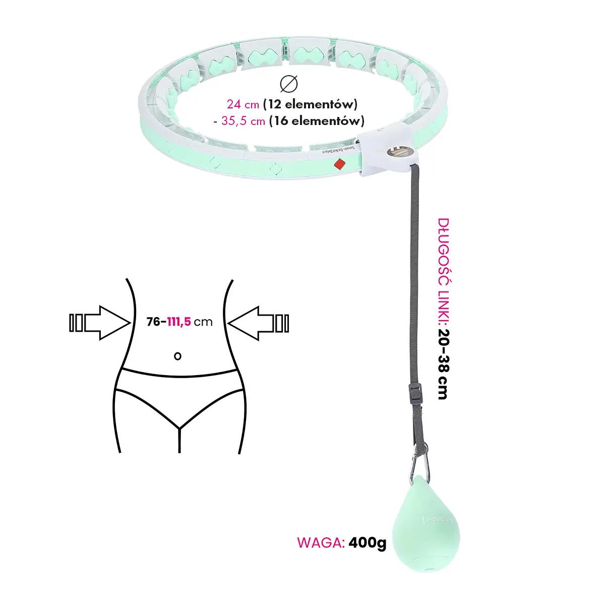 Sada masážní hula hoop HMS HHW06 a BR163 PLUS SIZE zeštíhlujícího pásu 7/7