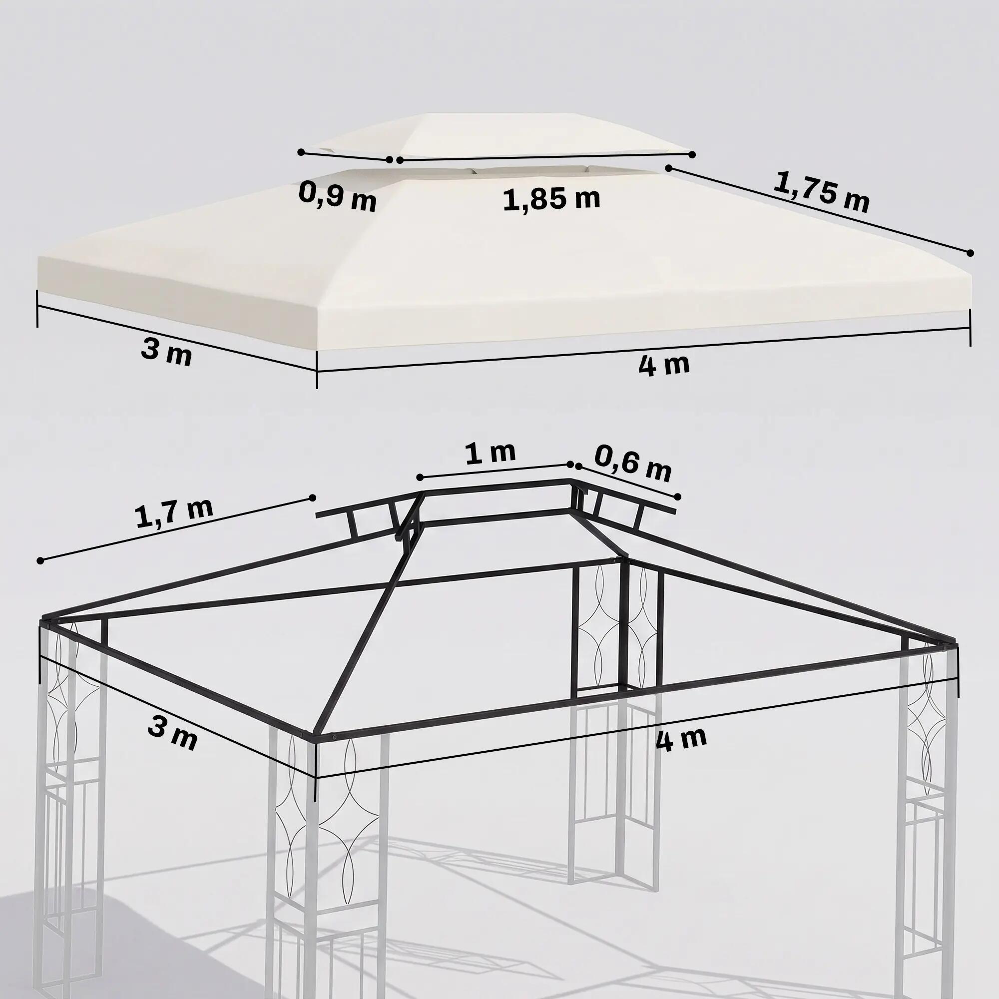 Techo de Repuesto Outsunny 400x300 cm Crema 3/7
