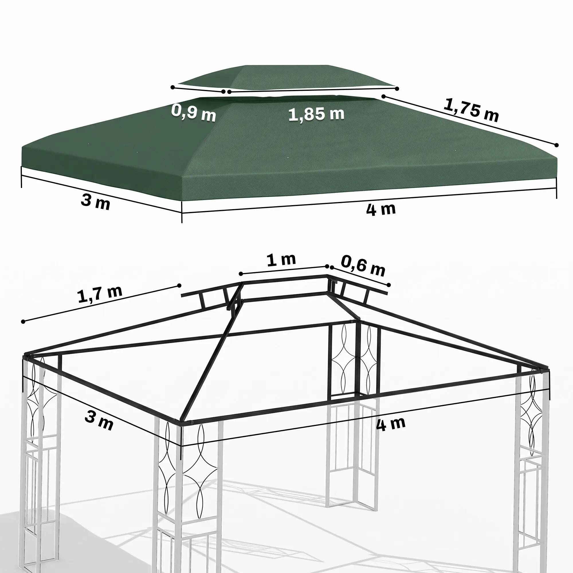 Techo de Repuesto Outsunny 400x300 cm Verde 3/7