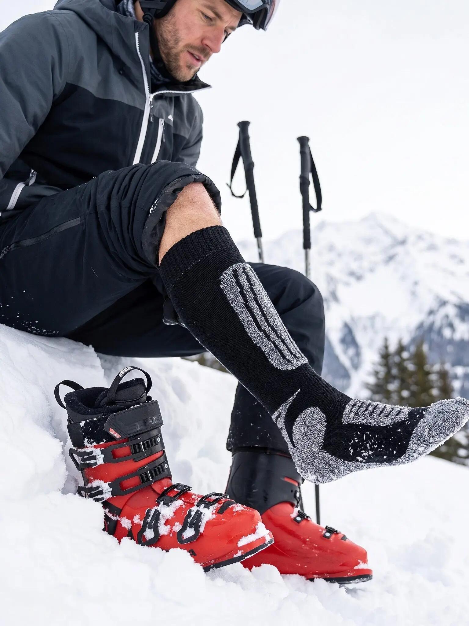 Damen Herren Ski Funktionssocken Kniestrümpfe gepolstert Klimasohle Wolle Snow 5/6