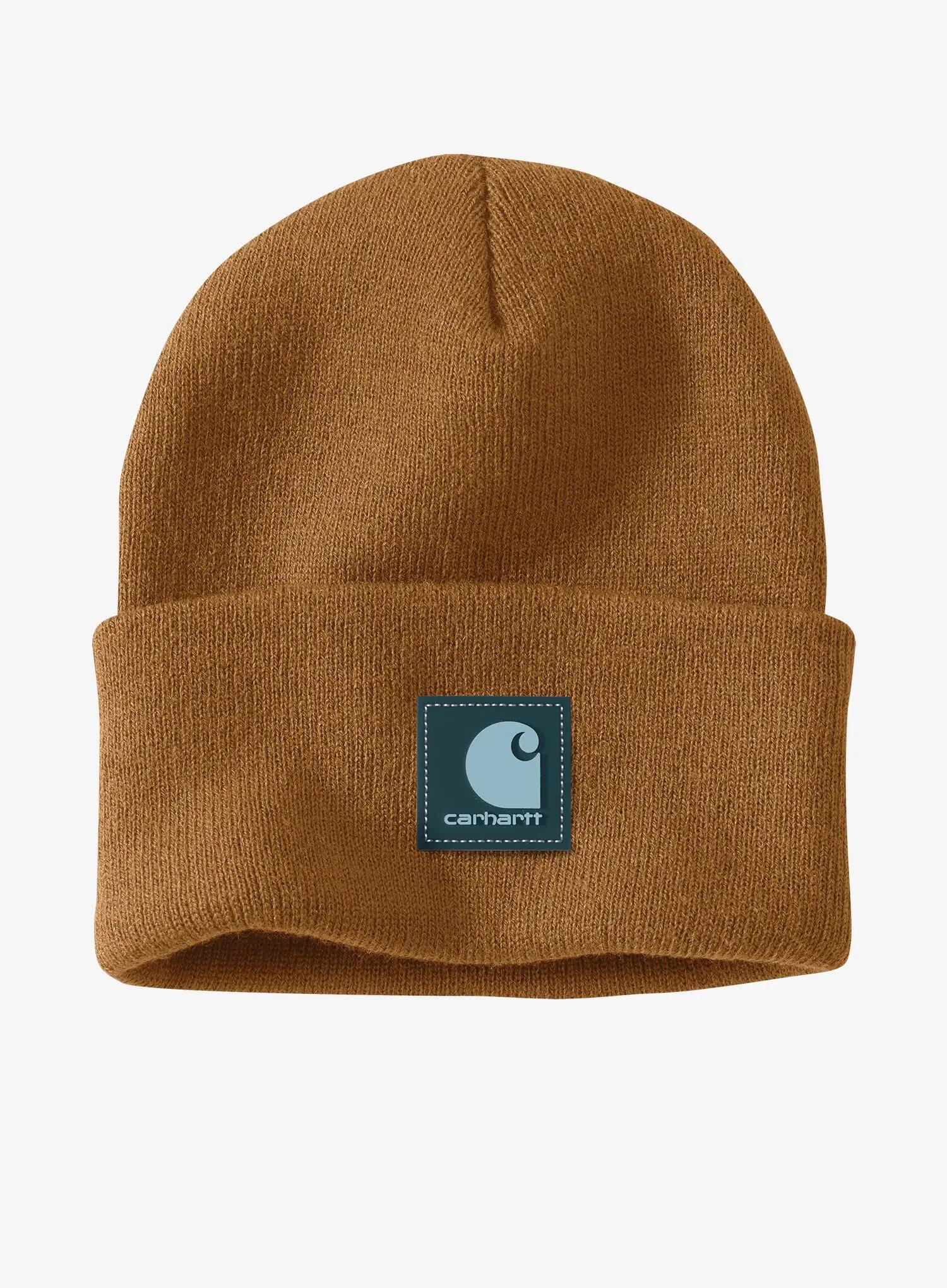Czapka zimowa Carhartt Rubber Patch Watch Cap Beanie - c. brown/dark harb teal 1/2