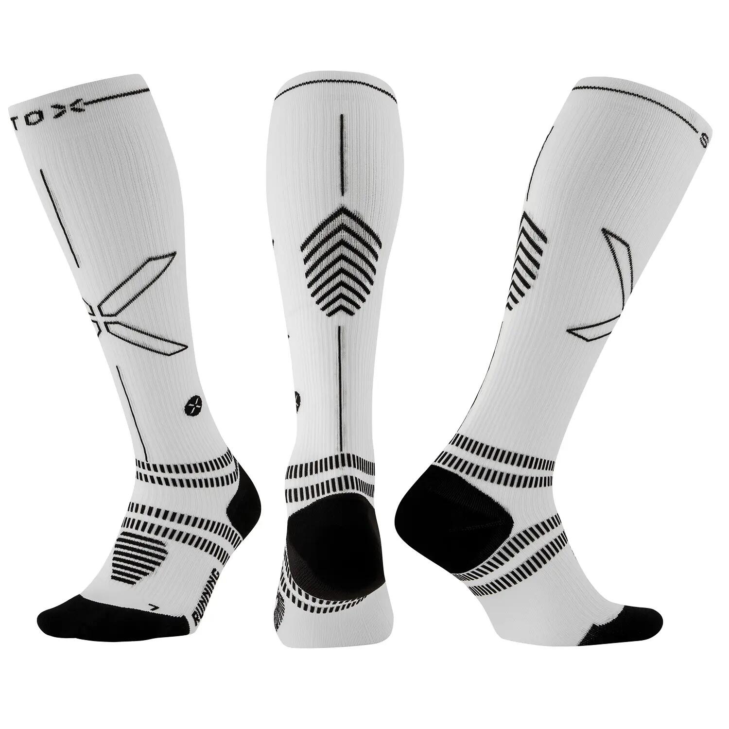 Hardloopsokken Heren - Compressiekousen Wit / Zwart - Maat L: 43-47 2/7