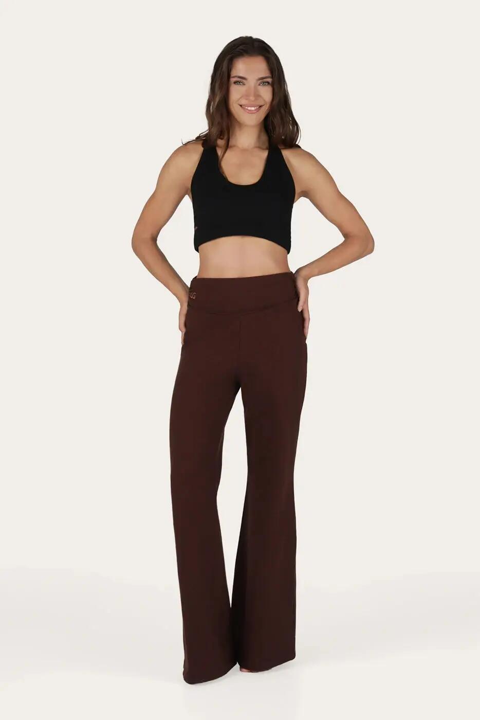 Trendy loose fit Yoga en Athleisure Broek Maeve - Cacao 4/6