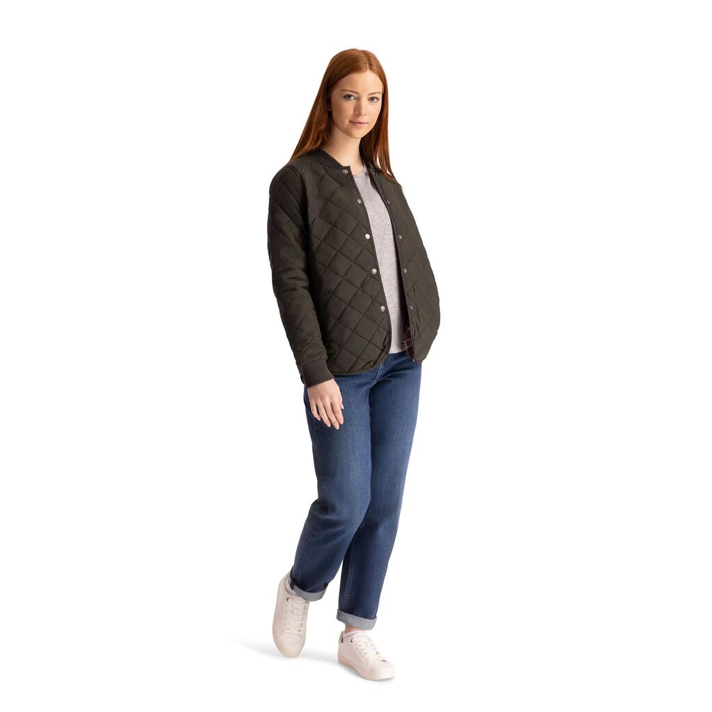 WoMens Quilted Padded Jacket Stud Fastening Coldheat Fabric Oversee