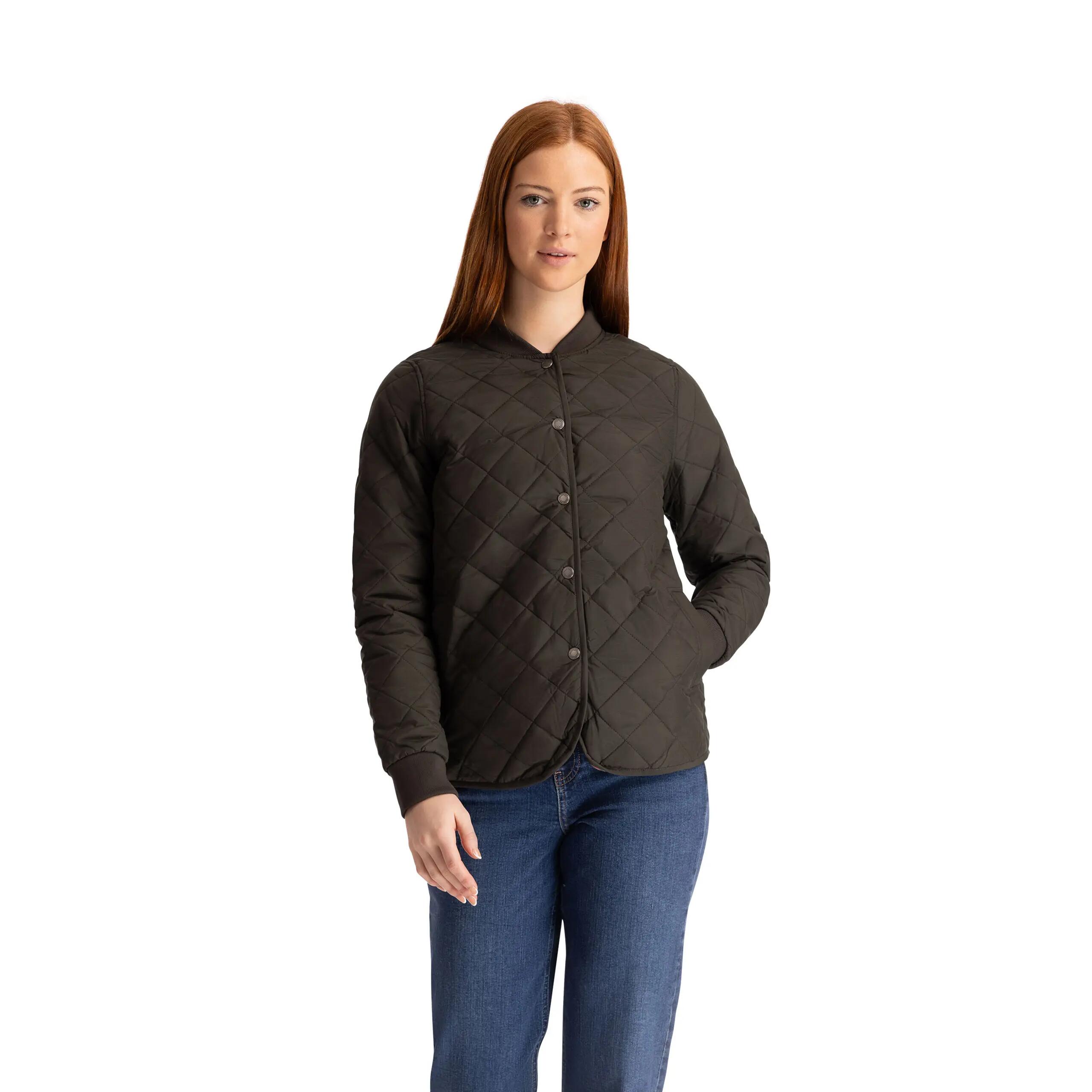WoMens Quilted Padded Jacket Stud Fastening Coldheat Fabric Oversee 2/5
