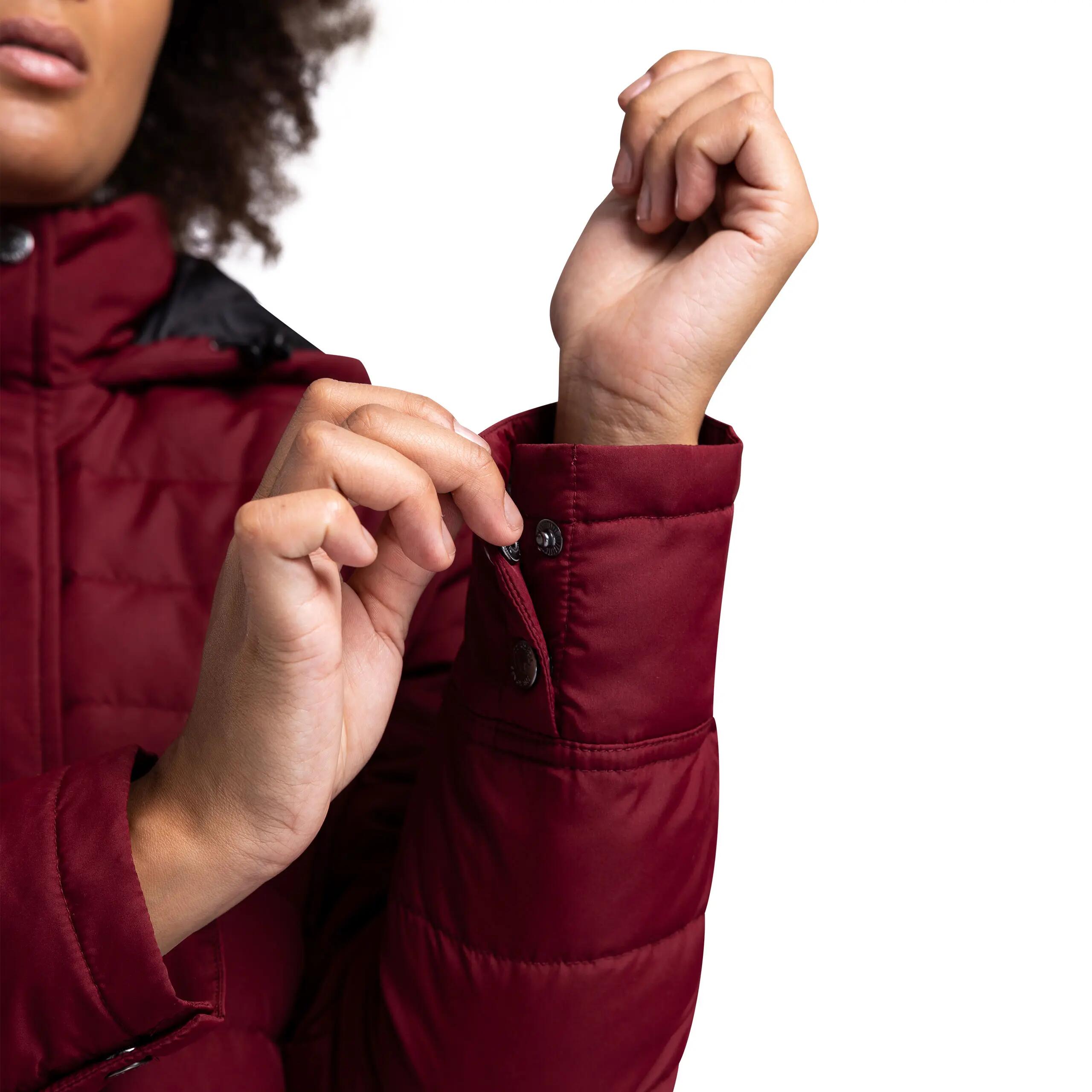 Womans Down Jacket Fleece Hood Long Length Bitsy 5/5