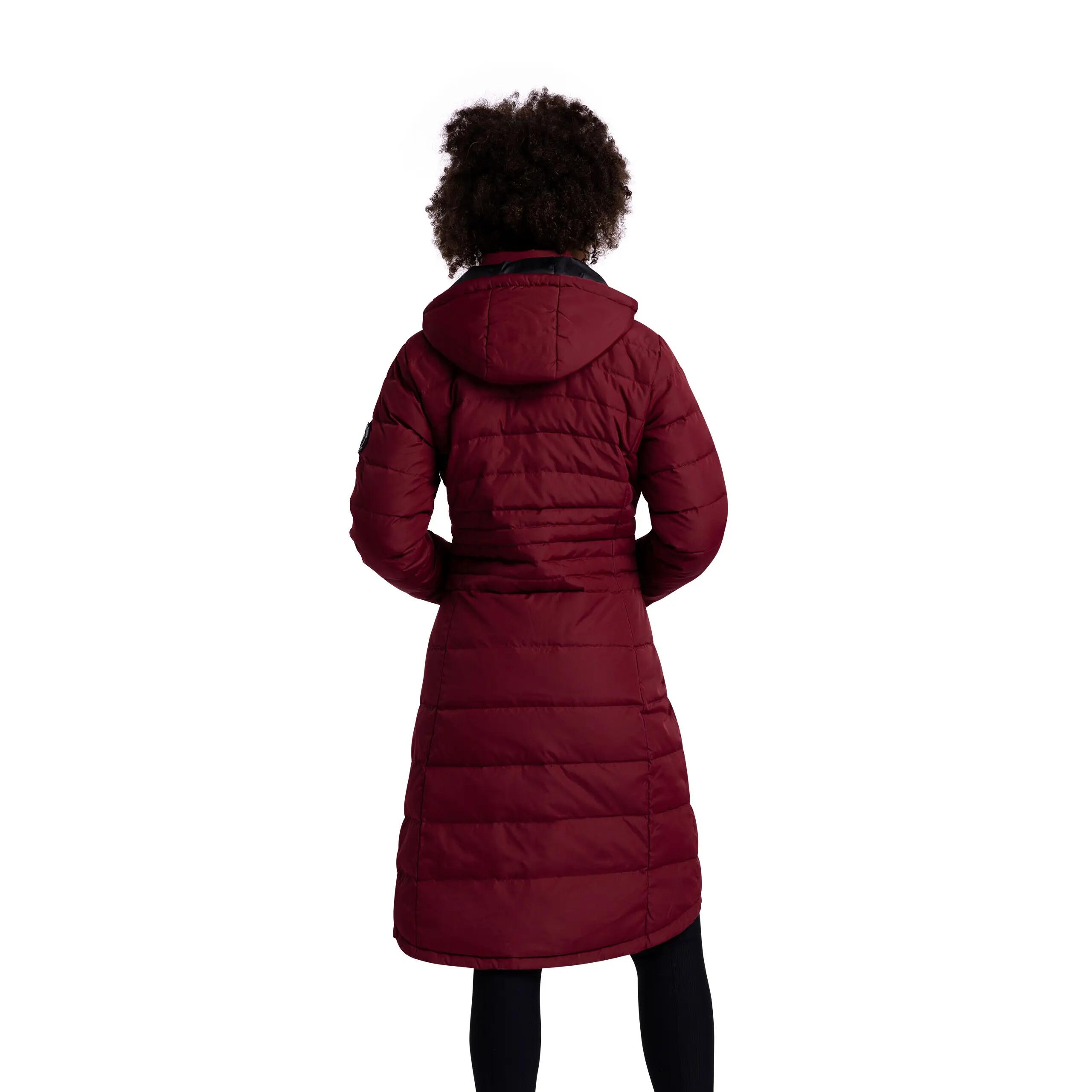 Womans Down Jacket Fleece Hood Long Length Bitsy 4/5