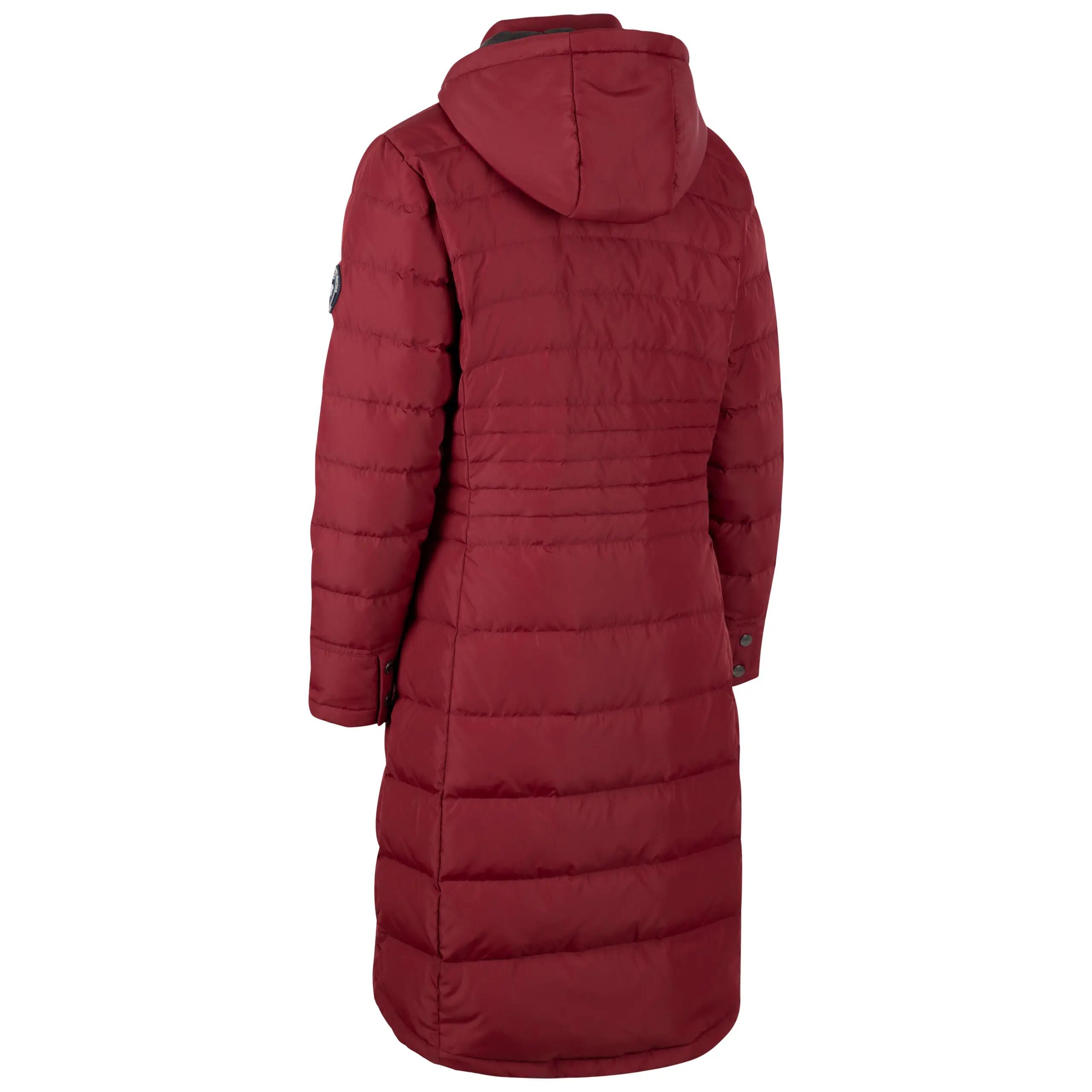 Womans Down Jacket Fleece Hood Long Length Bitsy 2/5