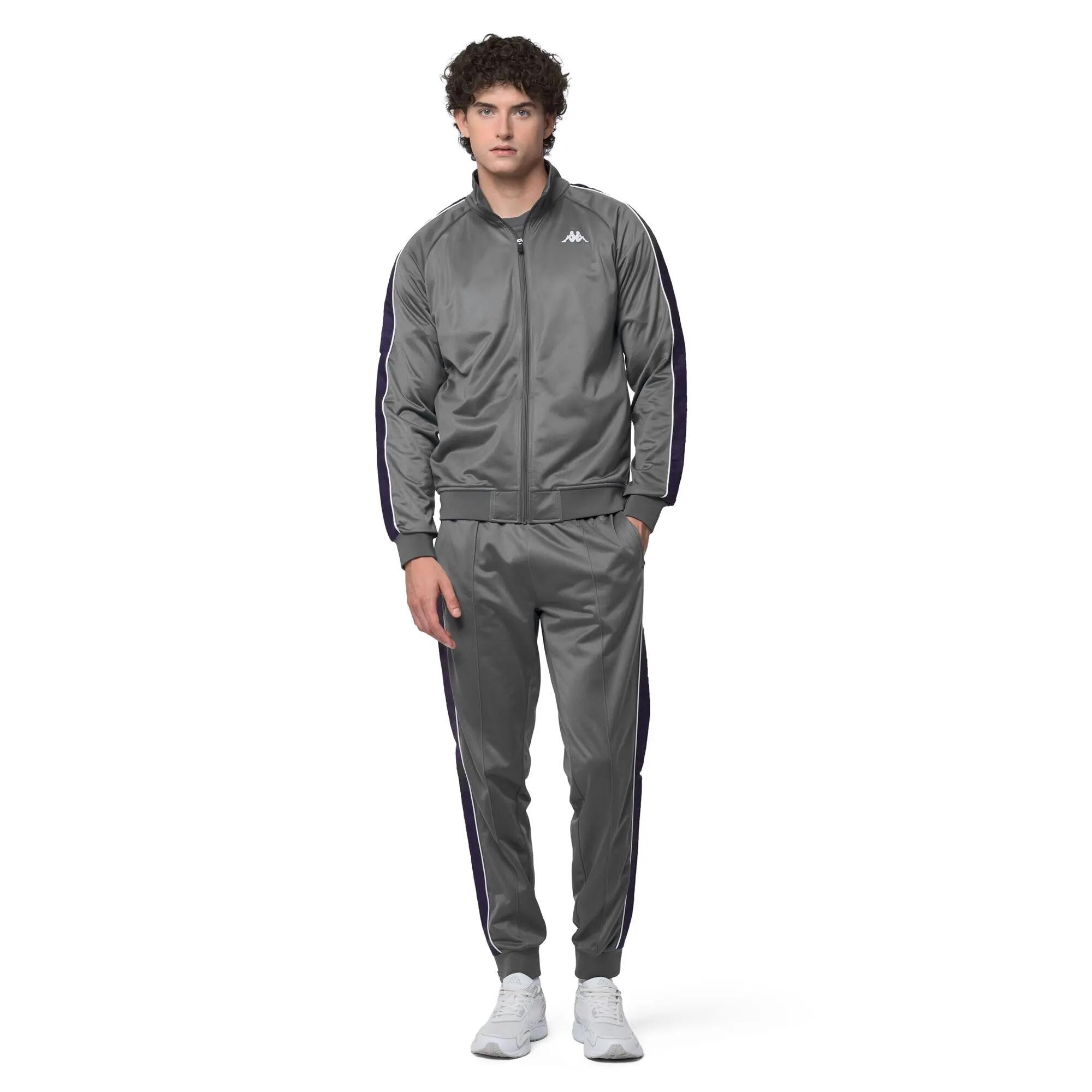 Felpa con zip da uomo in poliestere grigio da streetwear sportivo 4/6