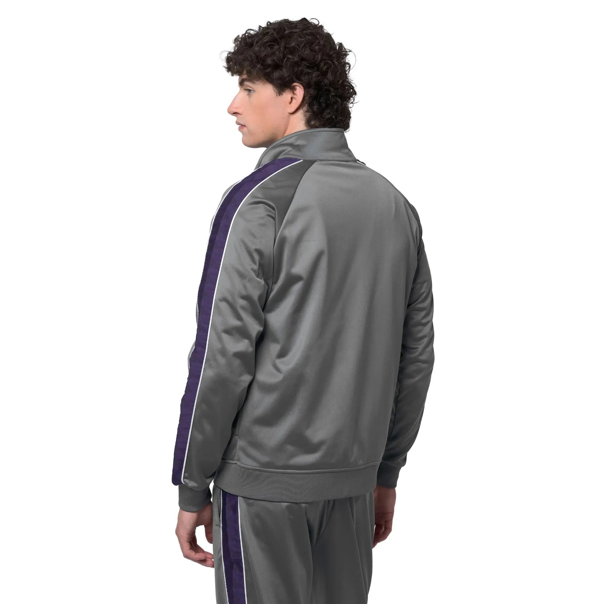 Felpa con zip da uomo in poliestere grigio da streetwear sportivo 6/6