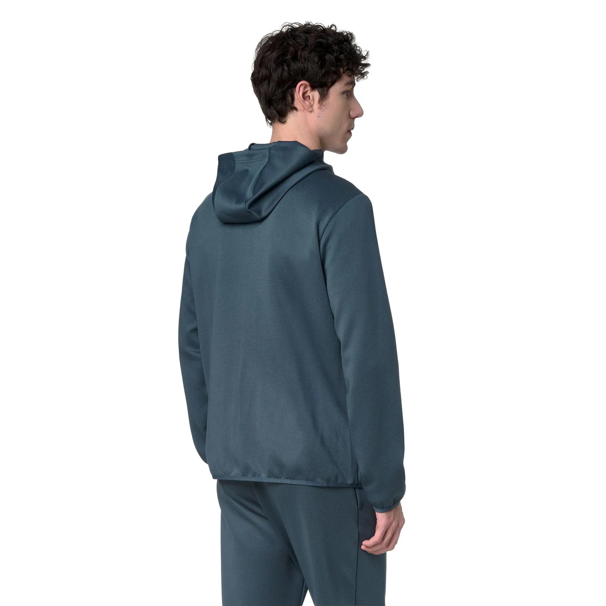 Felpa con cappuccio e zip da uomo in poliestere blu da palestra 5/6