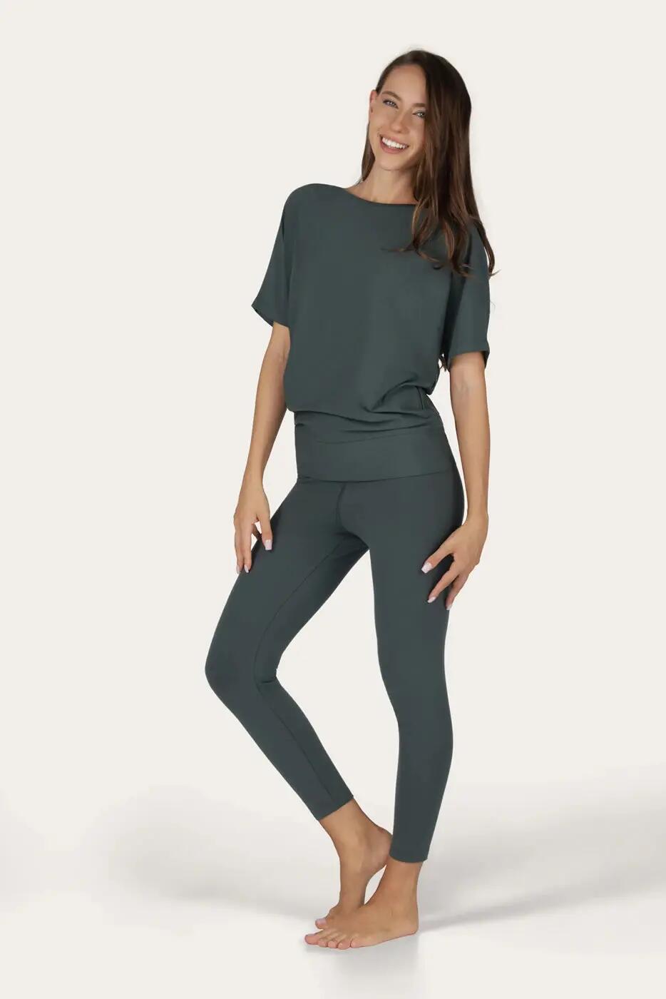 T-shirt Yoga & Pilates Budhi Coupe Ample, manche chauve-souris - Pinyon 4/6