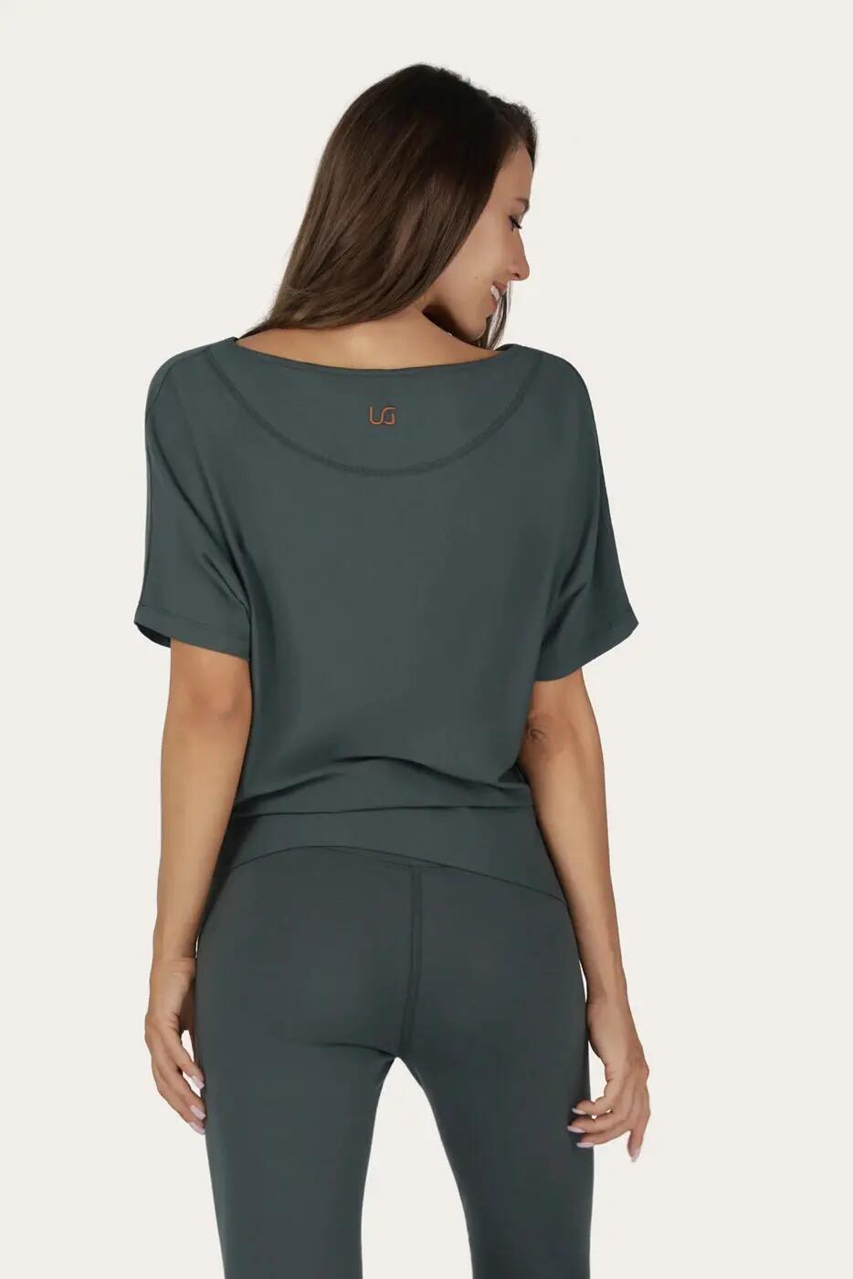 T-shirt Yoga & Pilates Budhi Coupe Ample, manche chauve-souris - Pinyon 3/6
