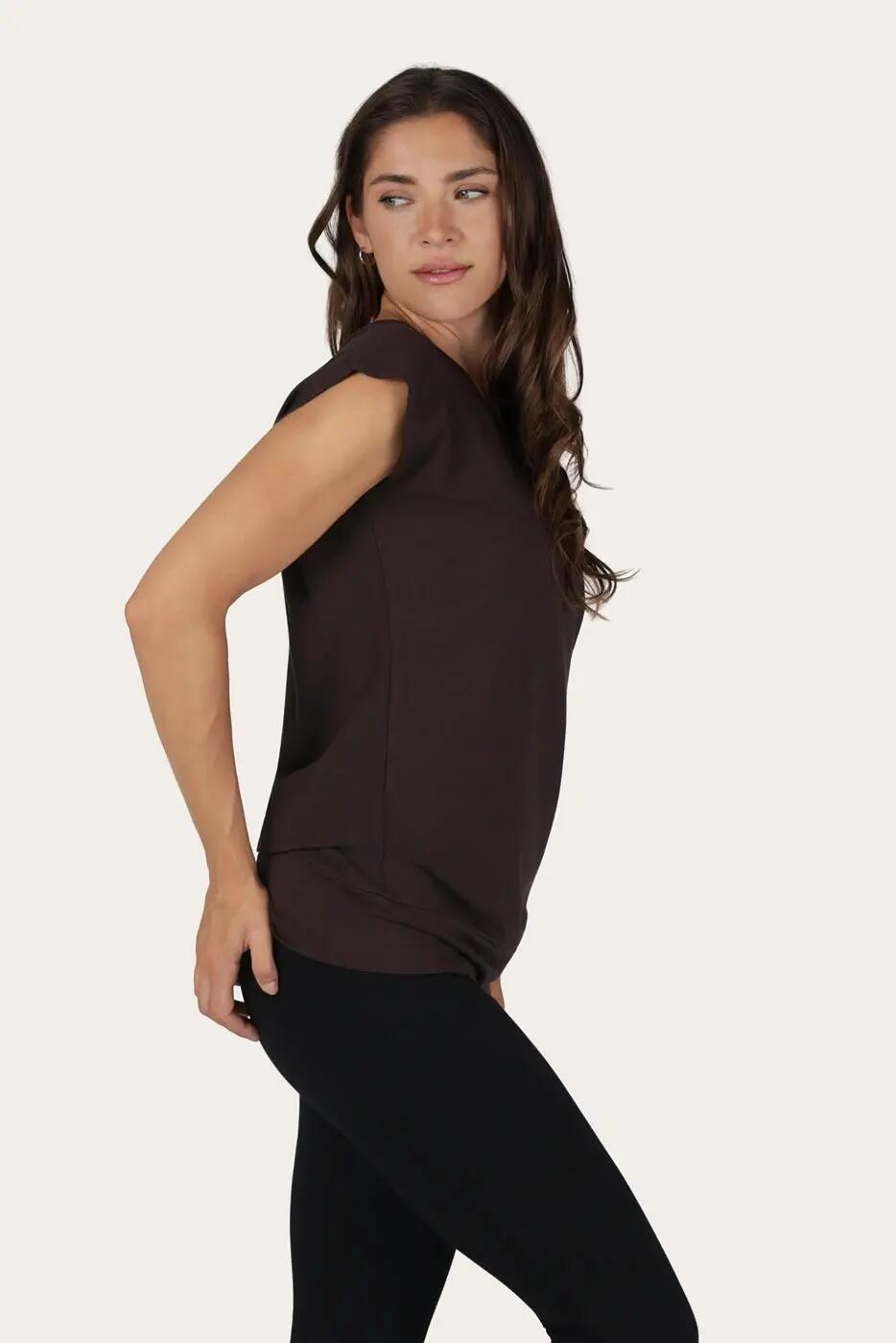 Loose fit Asana Yoga en Pilates Tee - Coffee 2/6