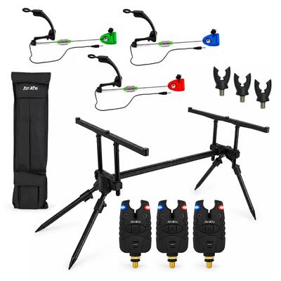 Fish-xpro deluxe rodpod set - voor 3 hengels - met beetmelders en swingers