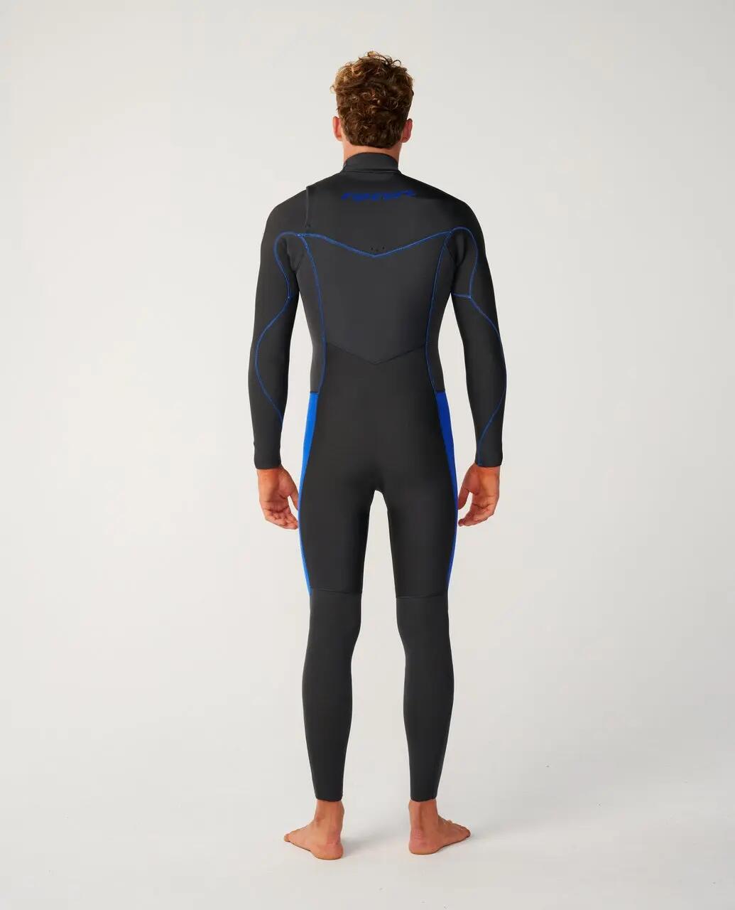 Surfwetsuit Heren Dawn Patrol 5/3 mm met borstrits - Grey/Blue 3/7