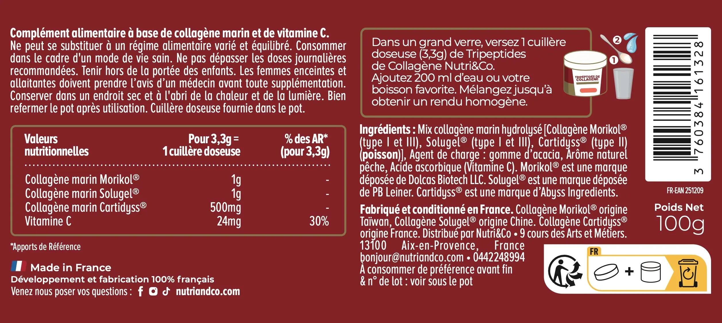 Tripeptides de Collagène - Goût Pêche - 100g 3/3