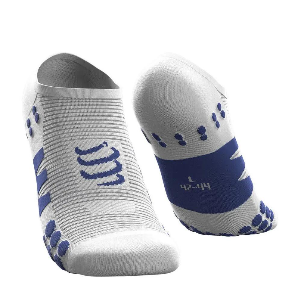 Calcetines No Show Socks White/ Blue running Hombre Azul Compressport 2/3