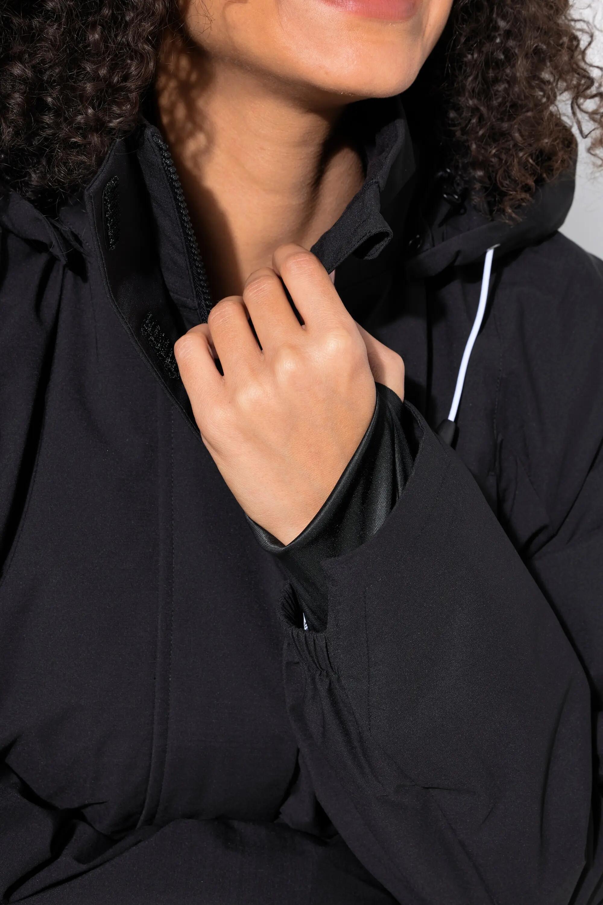 Damen Long-Funktionsjacke wasserdicht Kapuze Windfang 7/7