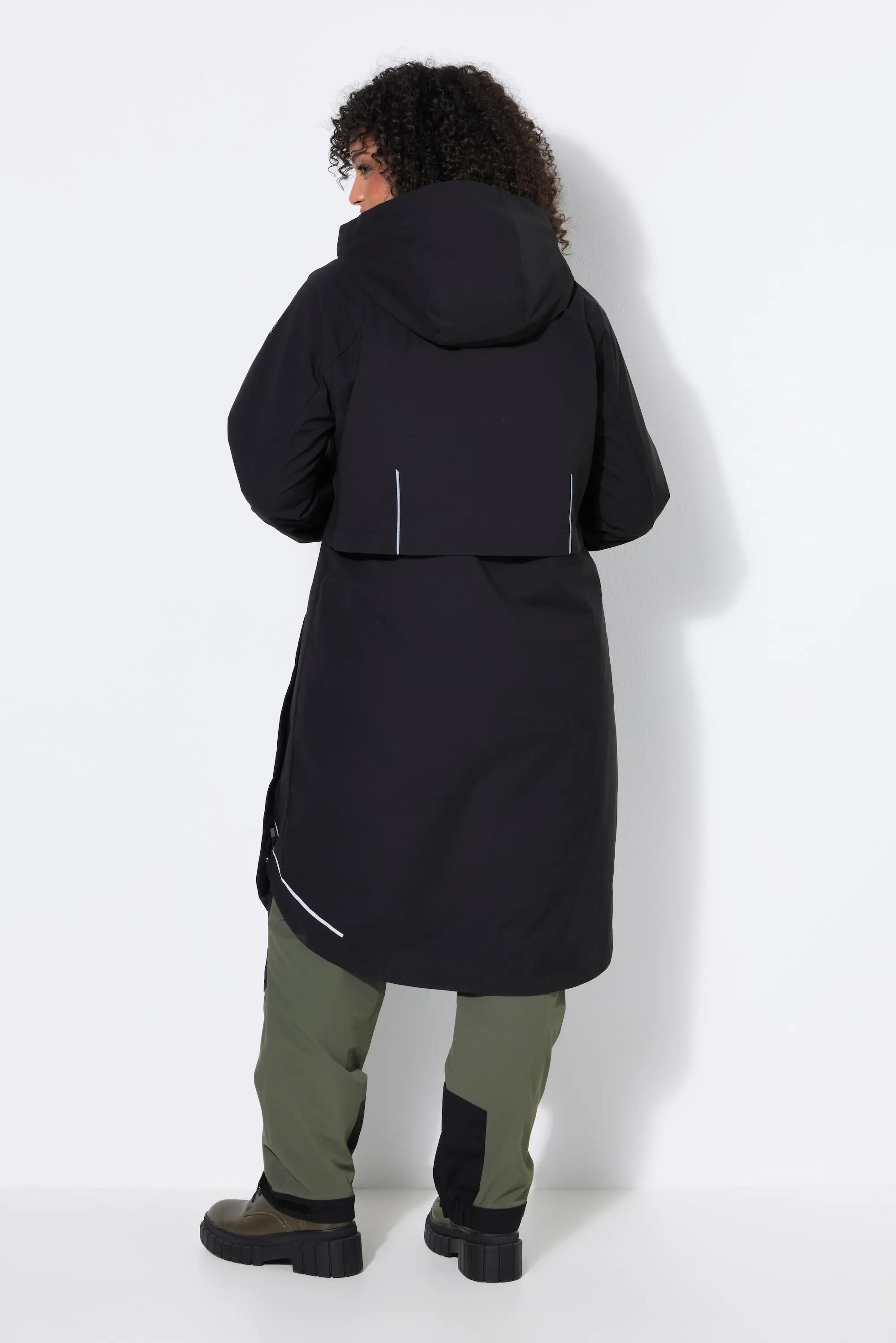 Damen Long-Funktionsjacke wasserdicht Kapuze Windfang 2/7