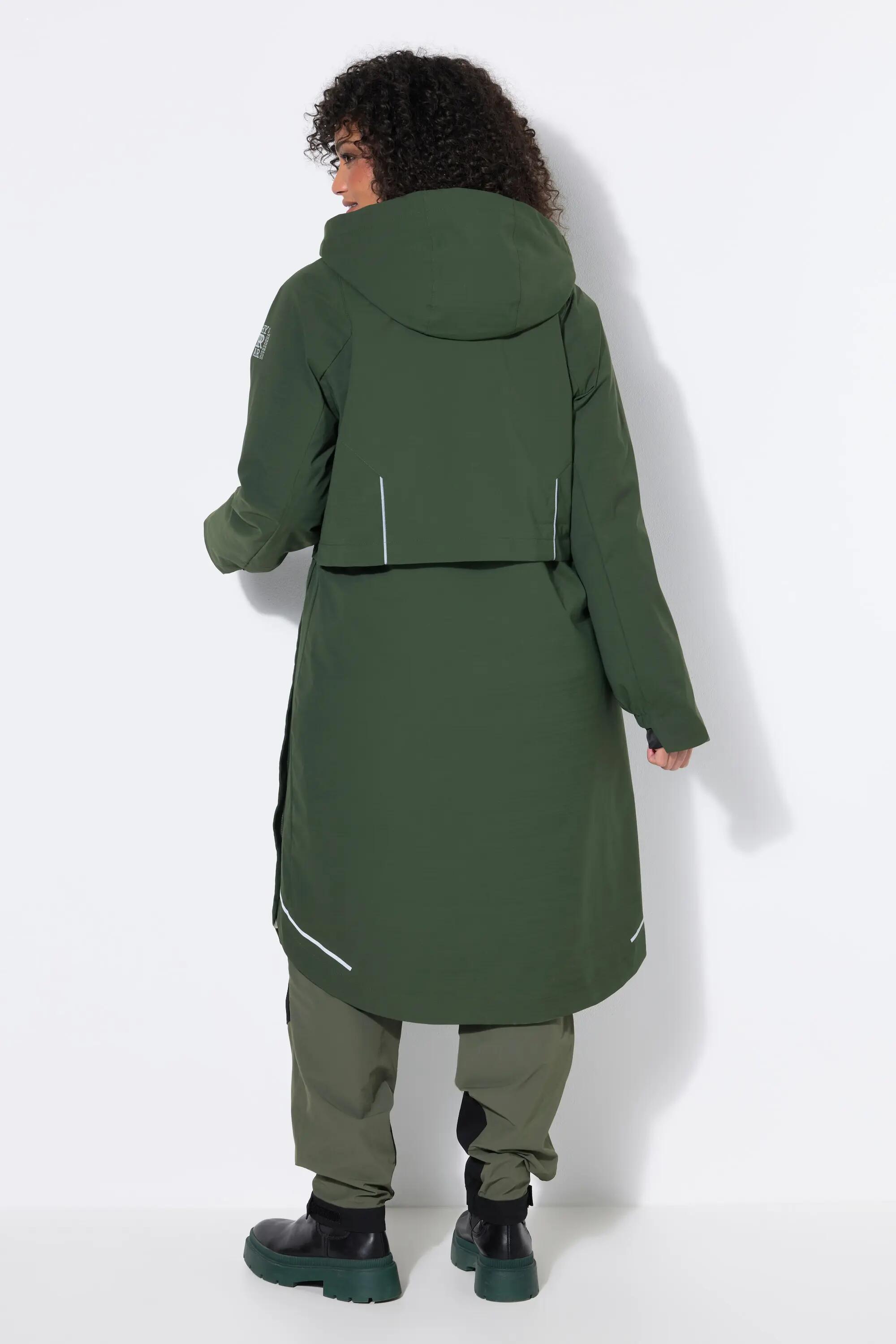 Damen Long-Funktionsjacke wasserdicht Kapuze Windfang 2/7