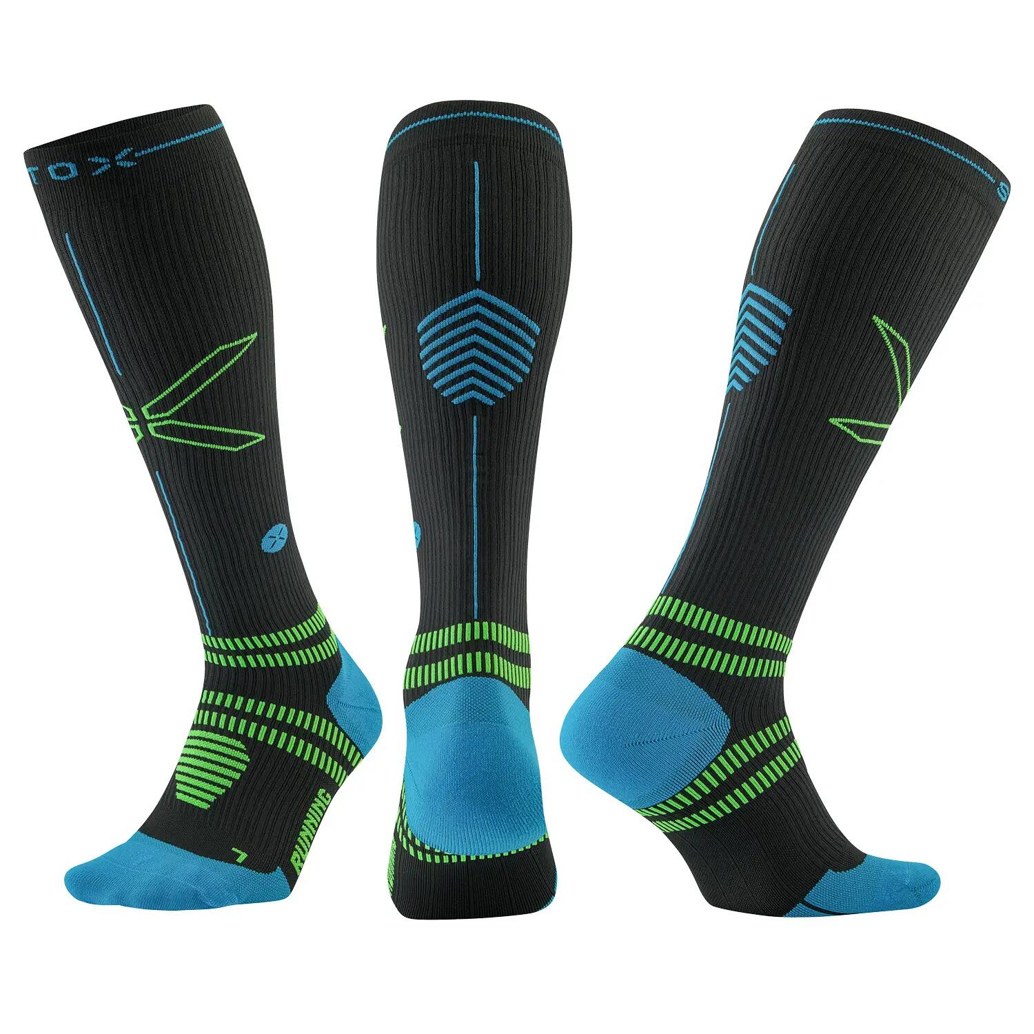 Hardloopsokken Heren - Compressiekousen Antraciet / Blauw - Maat L: 43-47 2/7