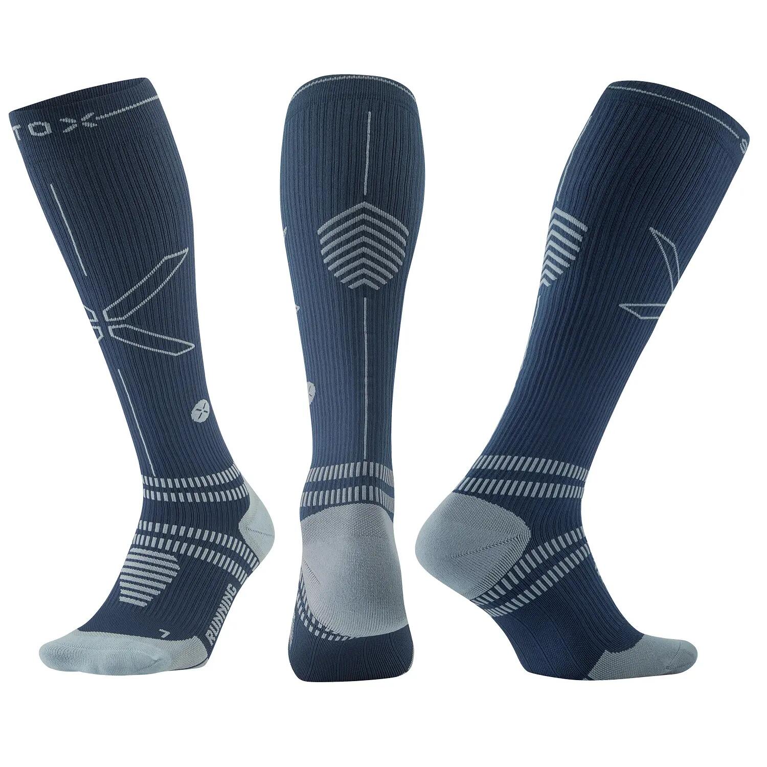 Hardloopsokken Heren - Compressiekousen Blauw / Grijs - Maat XL: 46-49 2/7