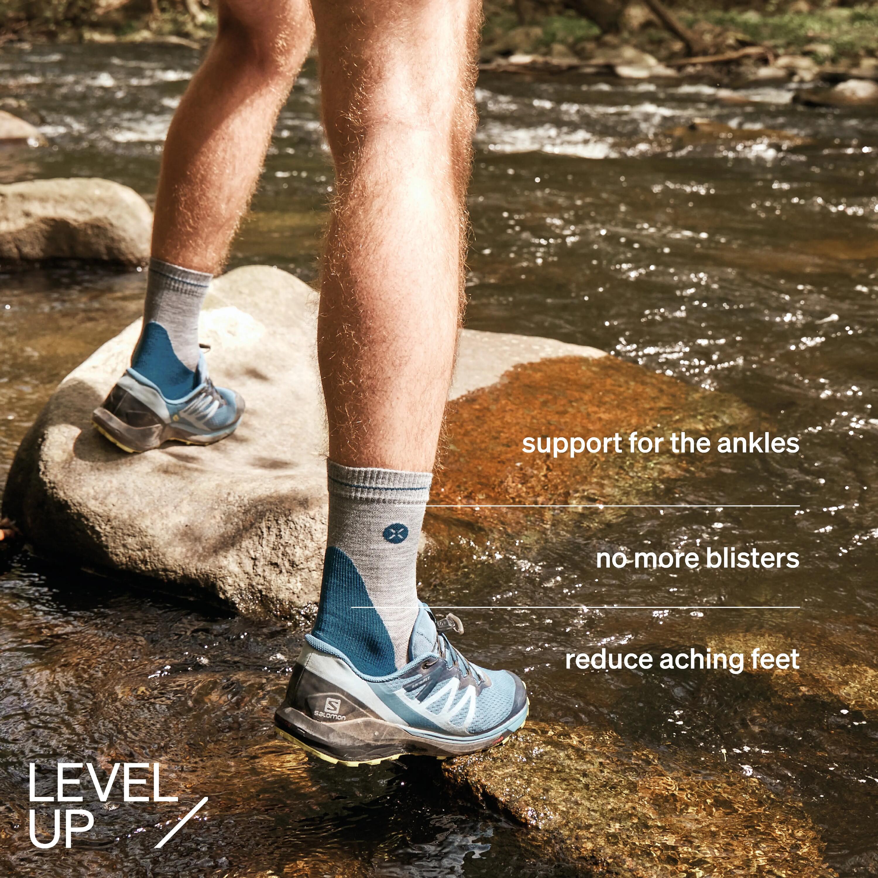 Wandelsokken Heren - Merino Wol - Compressie Enkelsokken Navy - Maat M: 40-44 3/7