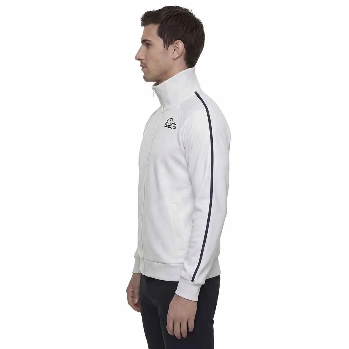 Felpa con zip da uomo in cotone bianco da sportivo/a 7/7