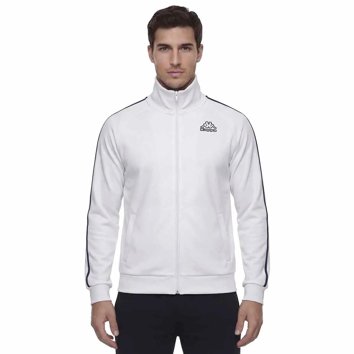Felpa con zip da uomo in cotone bianco da sportivo/a 6/7