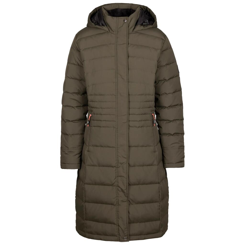 Womens Longer Length Furry Fleece 2 Zip Pockets Down Jacket - Bitsy
