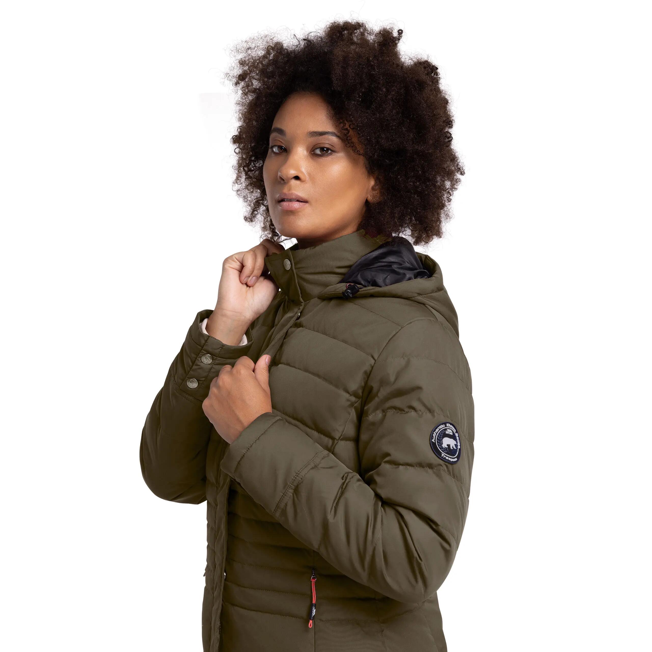 Womens Longer Length Furry Fleece 2 Zip Pockets Down Jacket - Bitsy 5/5