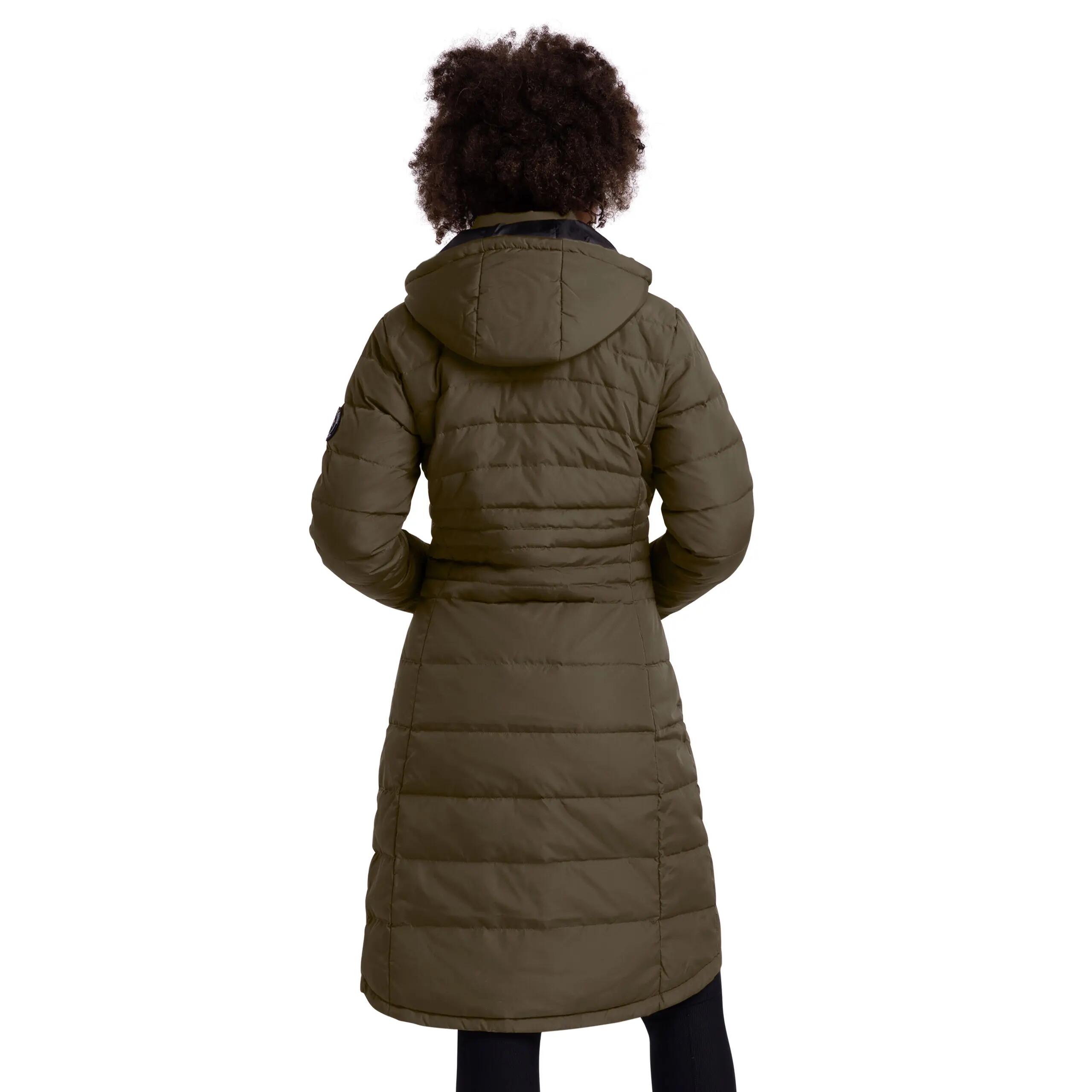 Womens Longer Length Furry Fleece 2 Zip Pockets Down Jacket - Bitsy 4/5