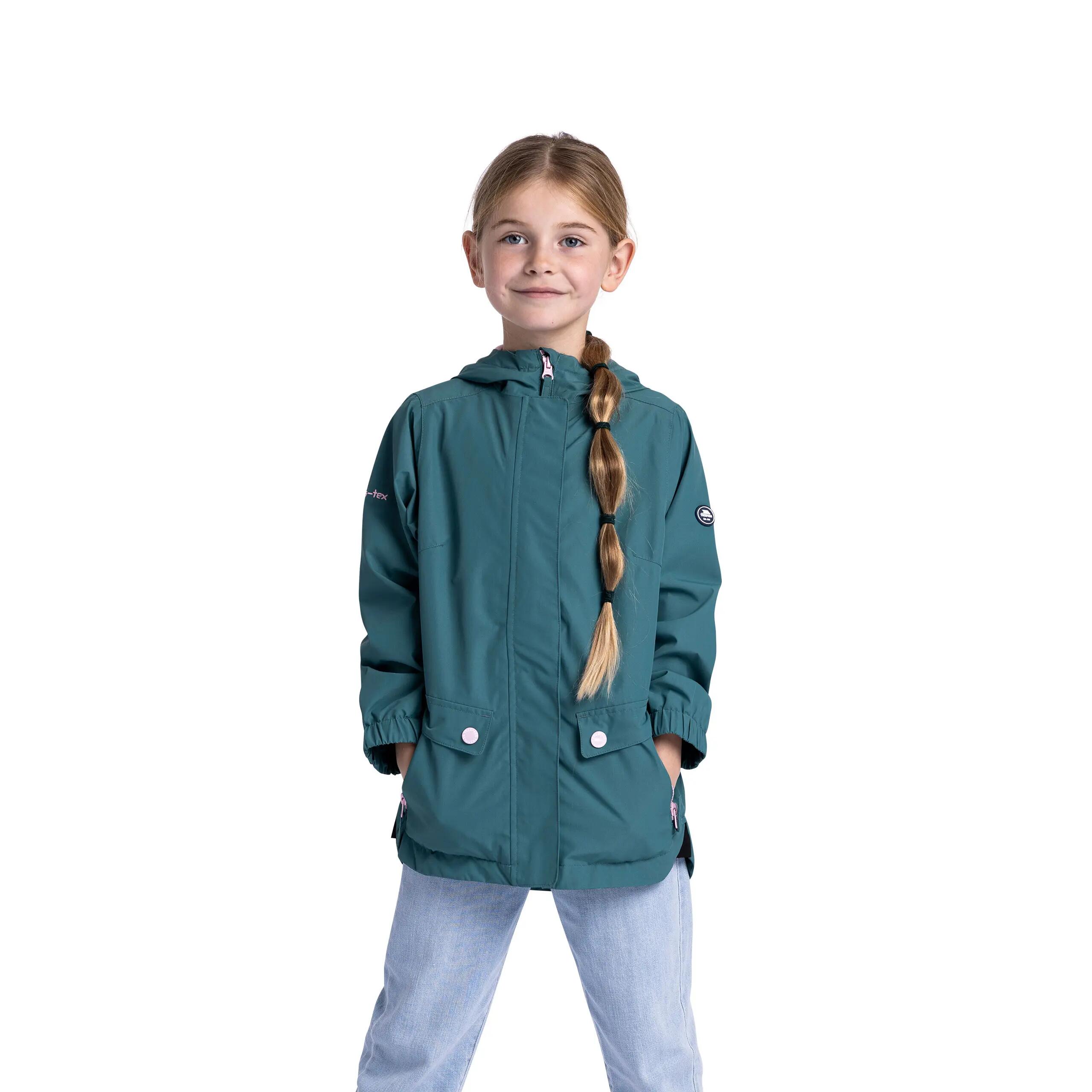 Girls Waterproof Windproof Hooded Long Jacket Flourish 2/5