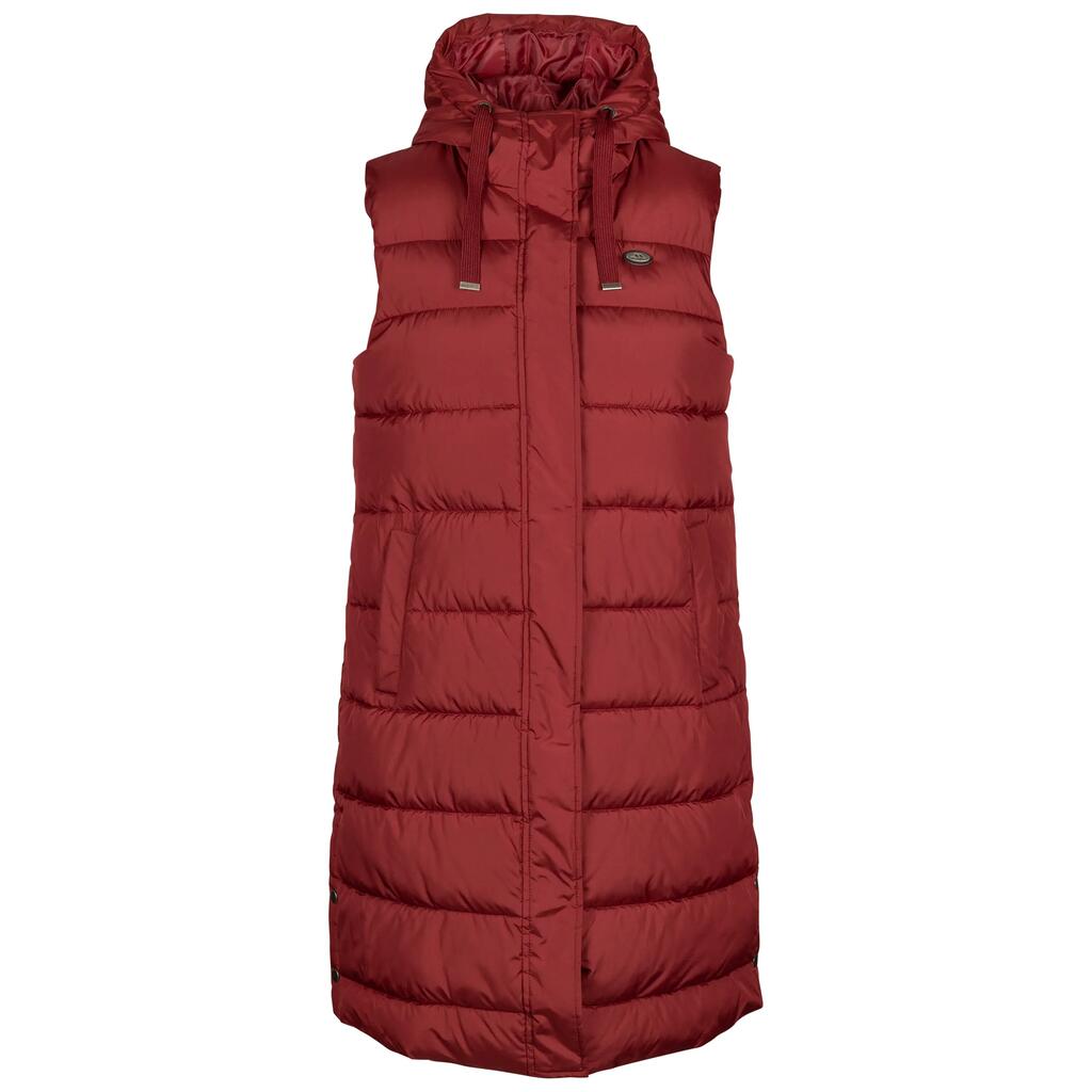 WoMens Gilet With Grown On Hood Long Length Padded Leona