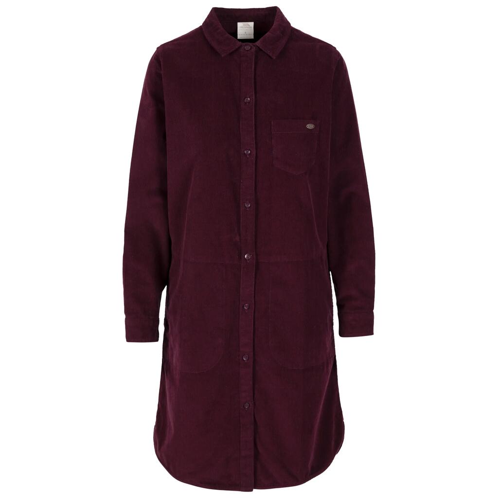 Womens Casual Shirt Dress with Side Pockets and Curved Hem Allison