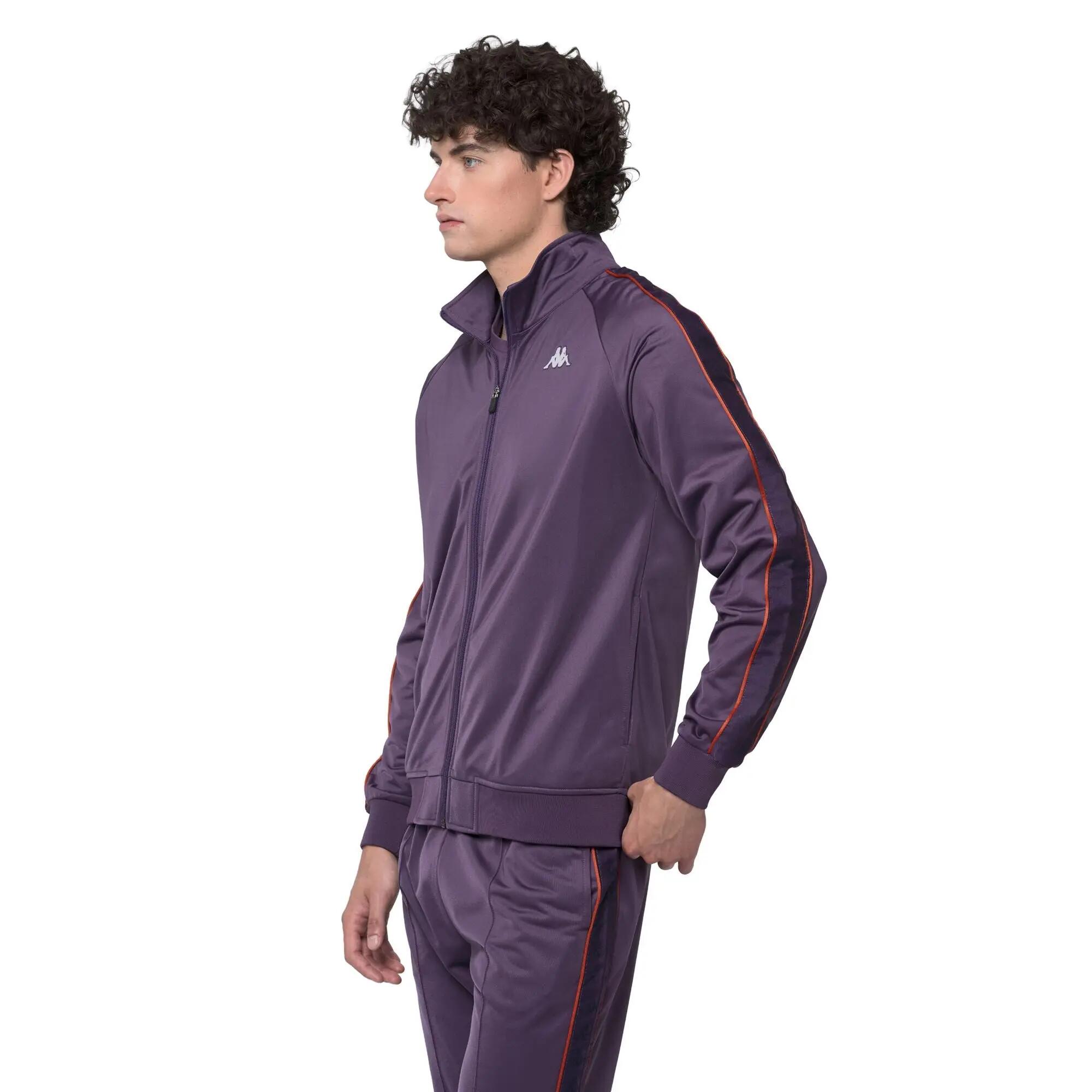 Felpa con zip da uomo in poliestere viola da streetwear sportivo 5/6