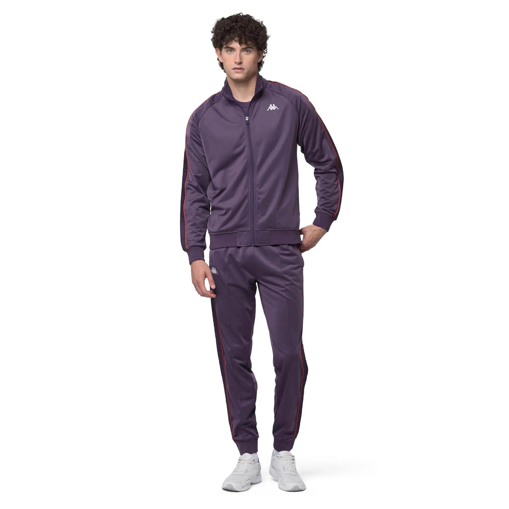 Felpa con zip da uomo in poliestere viola da streetwear sportivo 4/6