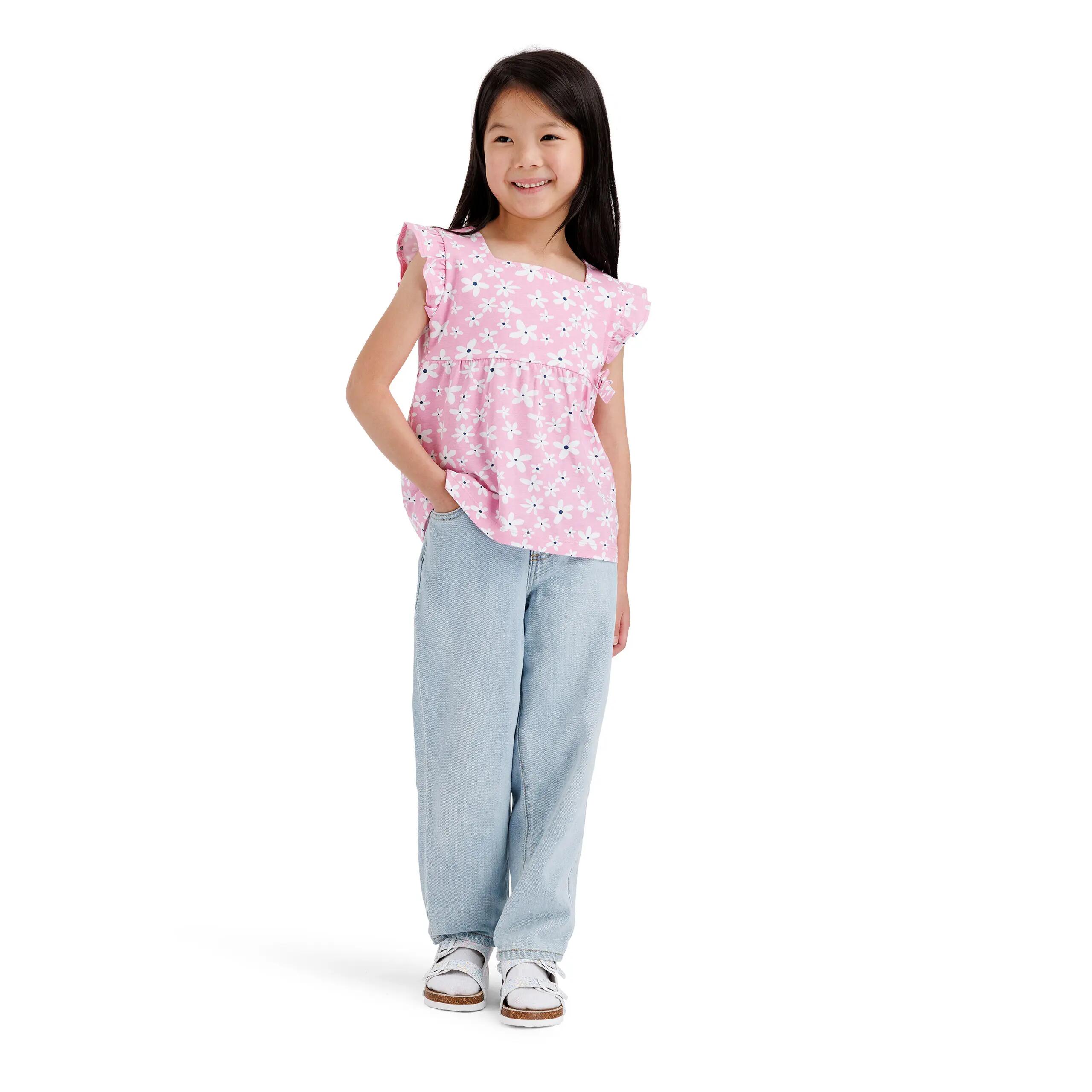 Girls Top 100% Cotton Printed Gathered Yoke Bow Detail Top - Damia 3/5