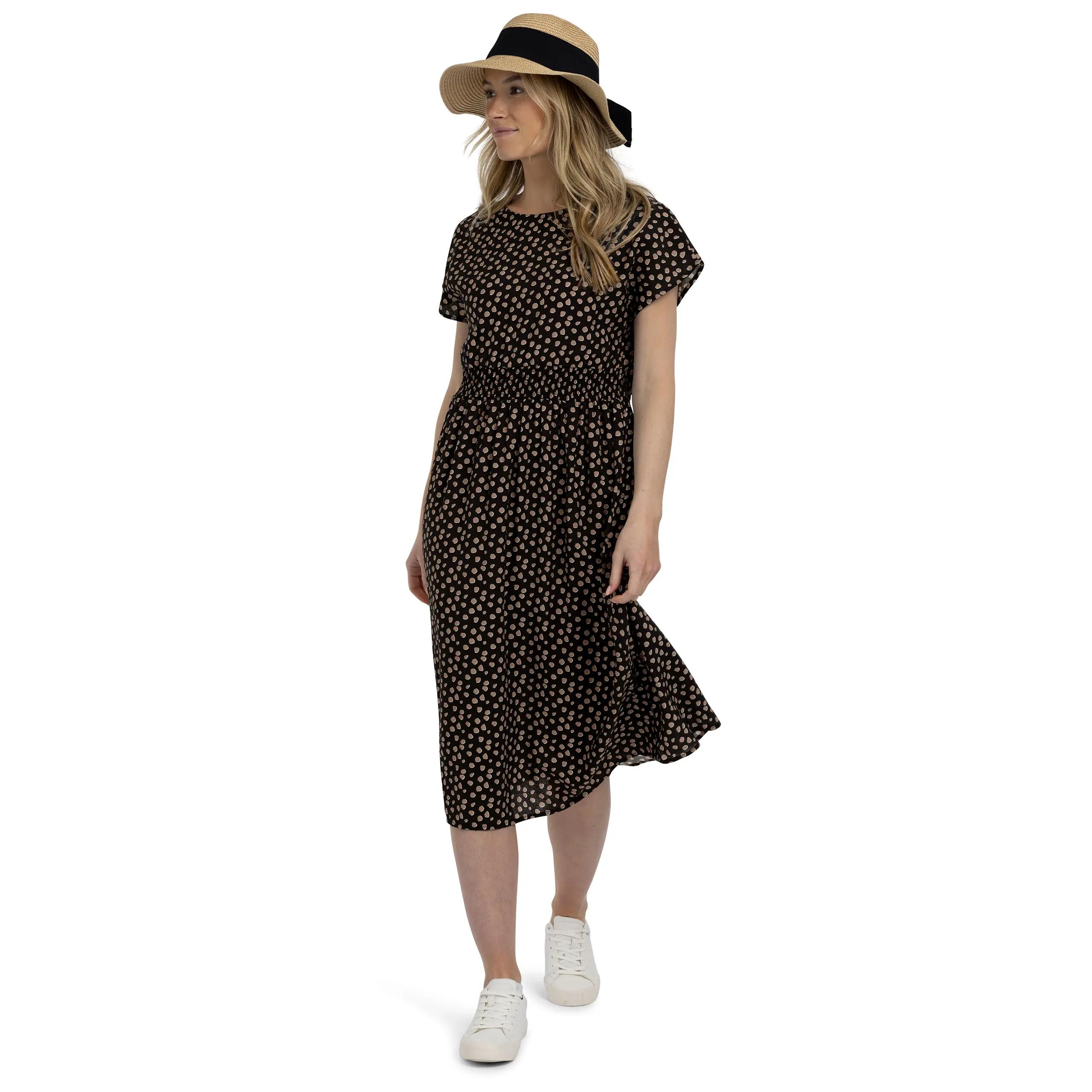 Womens Round Neck Midi Length Cap Sleeve All Over Print Dress Susanne 2/5