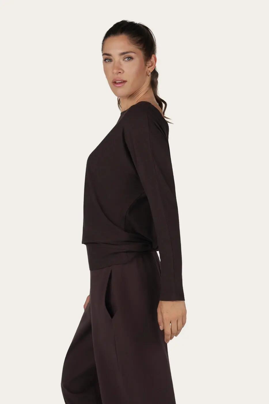 Loosefit batwing Budhi Longsleeve Yoga en Pilates Shirt - Coffee 3/6