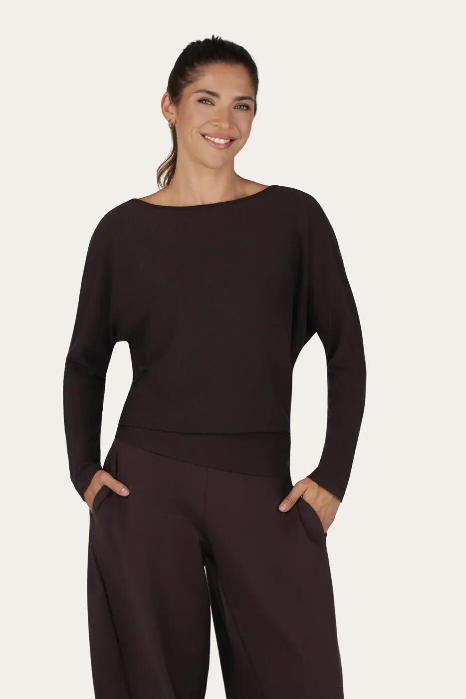 Loosefit batwing Budhi Longsleeve Yoga en Pilates Shirt - Coffee 2/6