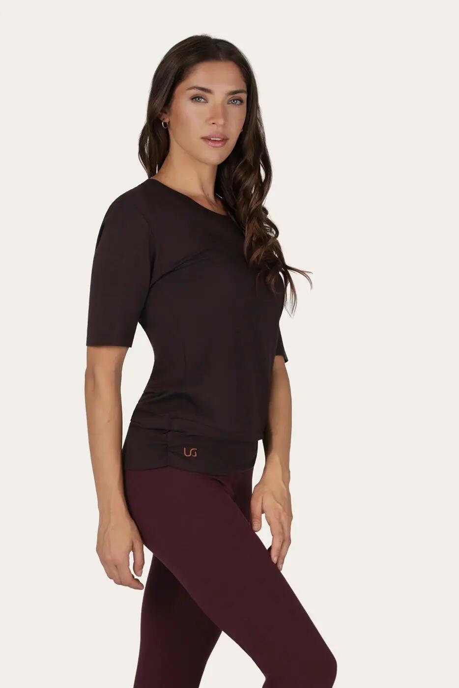 Kami : Multifunctionele Yoga & Pilates top met heupband - Coffee 2/6