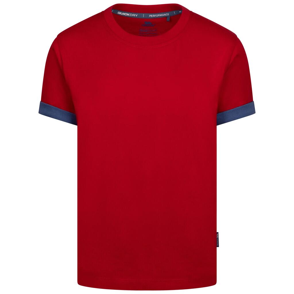 Boys Round Neck T-Shirt Solid Colour Contrast Sleeve Quick Dry Remmton