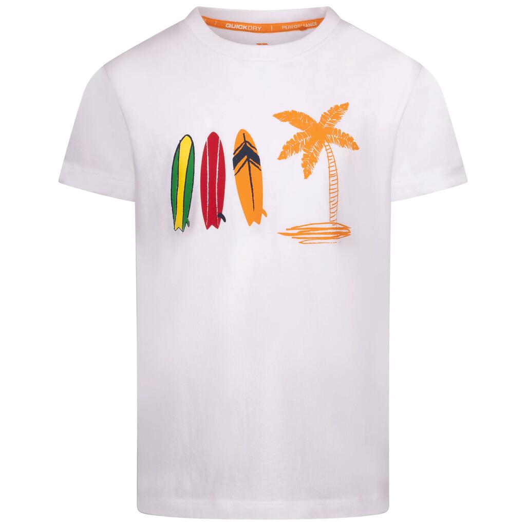 Boys Round Neck T-Shirt Surfer Palm Tree Print Quick Dry Tee Alltown