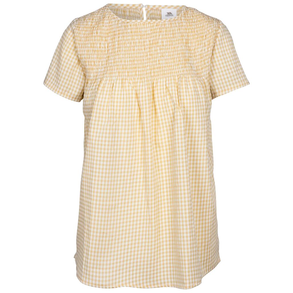 Womens Floaty Smock Shirred Gingham Top Keyhole Back Fastening Candice