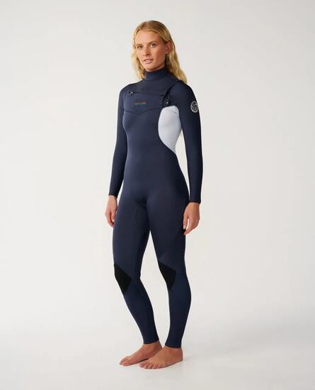 Surfwetsuit Dames Dawn Patrol 3/2 mm met borstrits - Slate