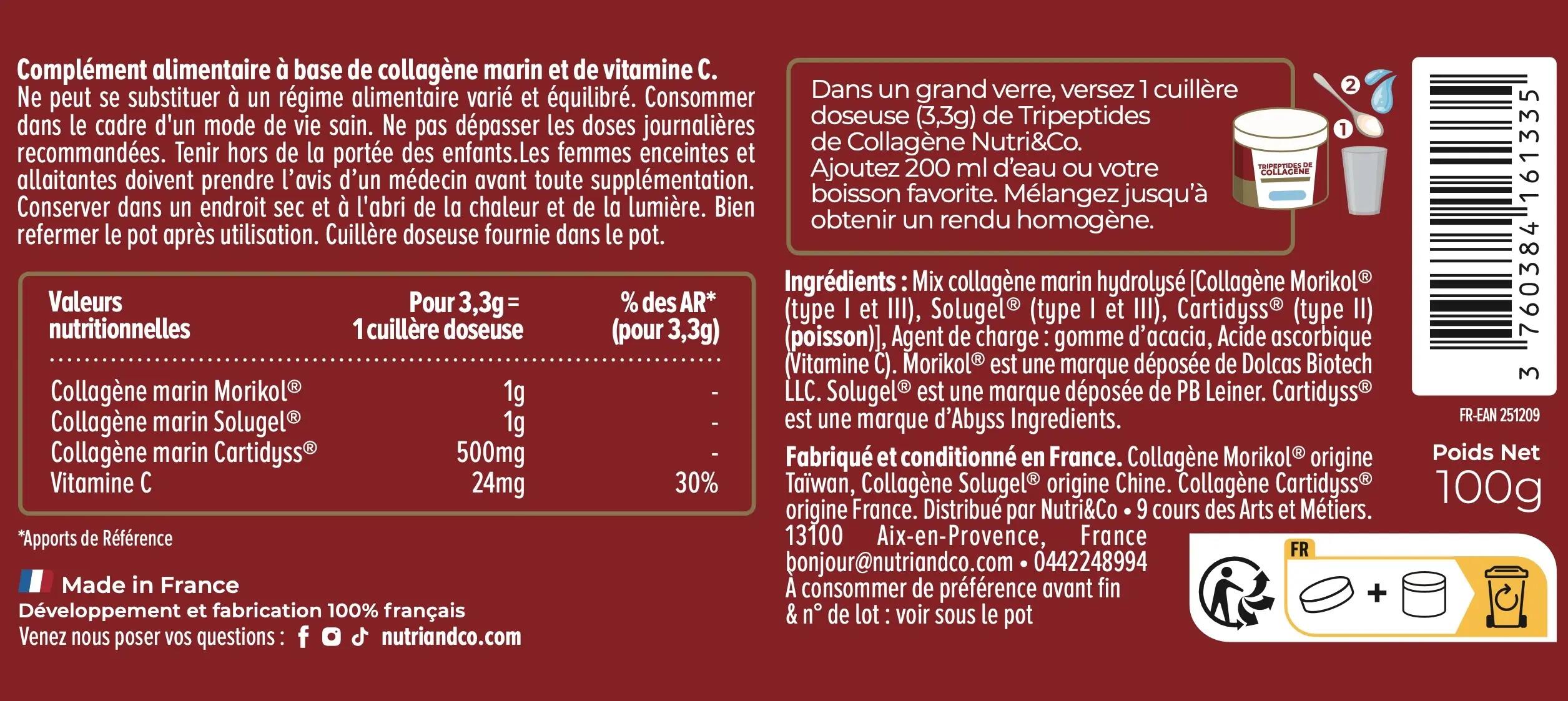 Tripeptides de Collagène - Goût Neutre - 100g 3/3